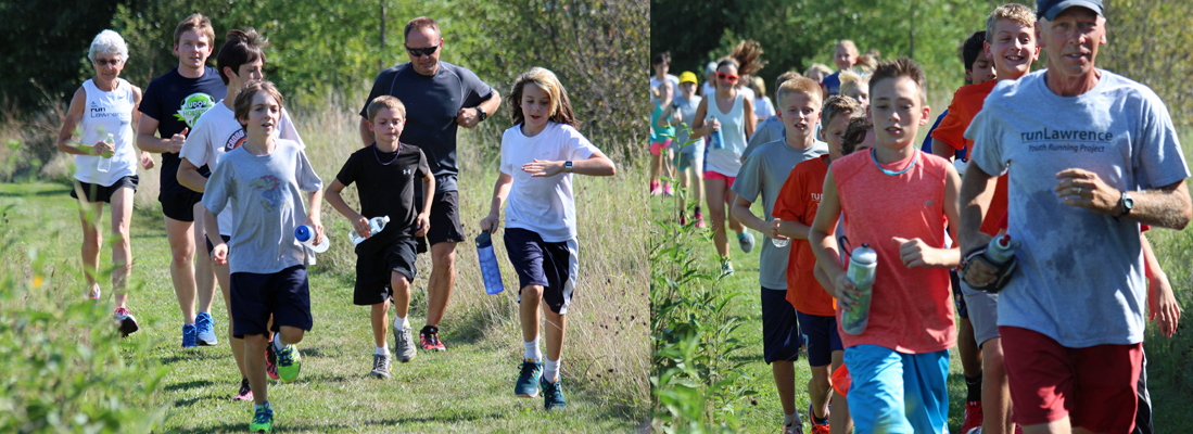 Photo of the first workout of the Middle School Cross Country program sponsored by runLawrence.